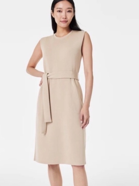 SPANX Dresses & Skirts - SPANX AirEssentials Tank‎ Dress Tahini Scuba Knit Sleeveless Belted NWT Size L